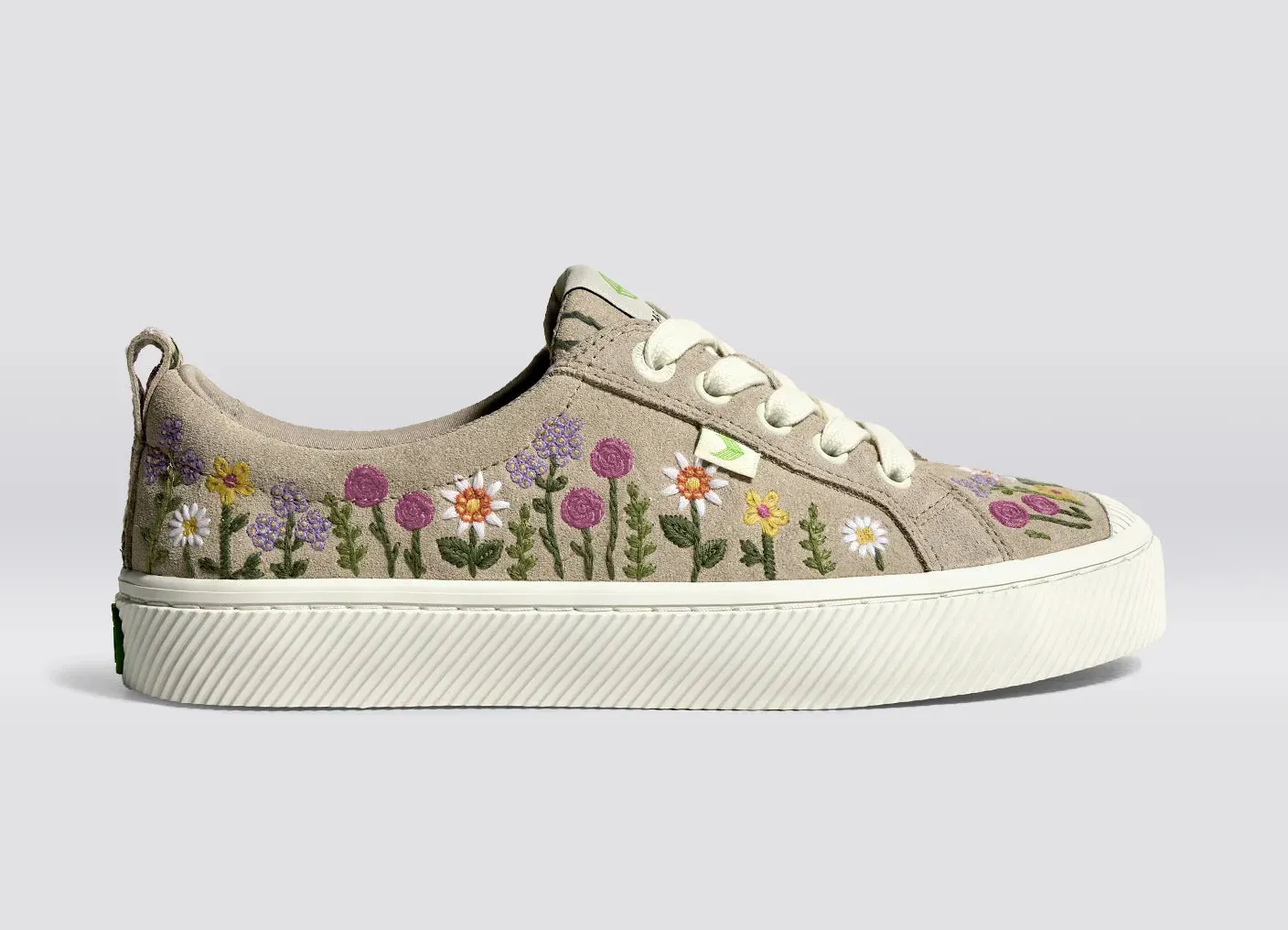 OCA Low Sand Suede Embroidered Flowers Sneaker Women