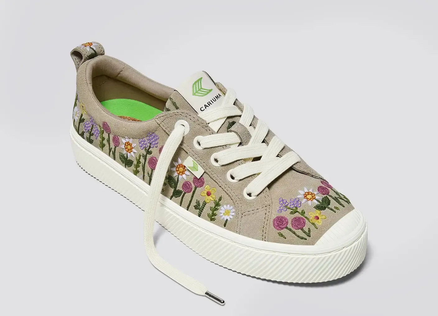 OCA Low Sand Suede Embroidered Flowers Sneaker Women
