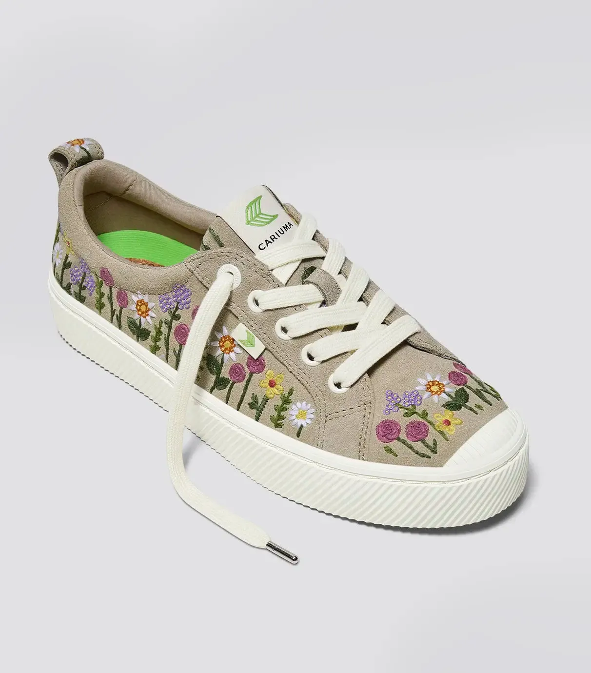 OCA Low Sand Suede Embroidered Flowers Sneaker Women