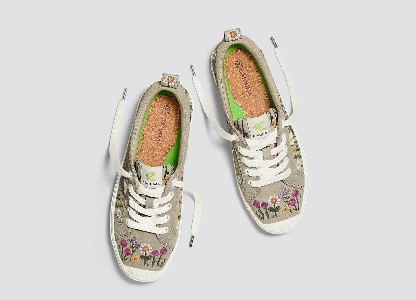 OCA Low Sand Suede Embroidered Flowers Sneaker Women