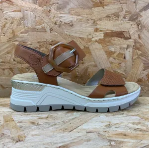 Rieker Womens Fashion Wedge Sandal - Brown