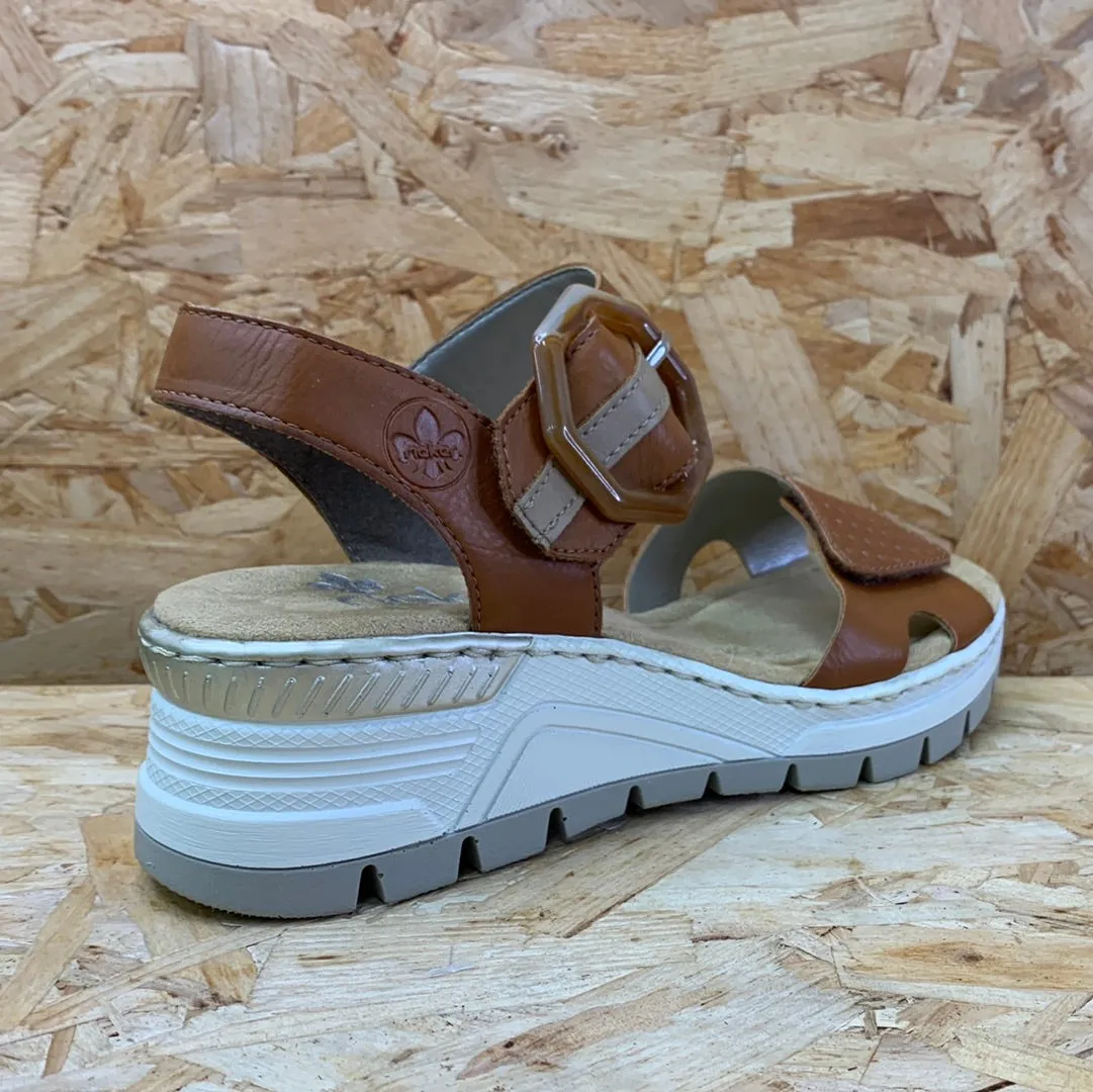Rieker Womens Fashion Wedge Sandal - Brown
