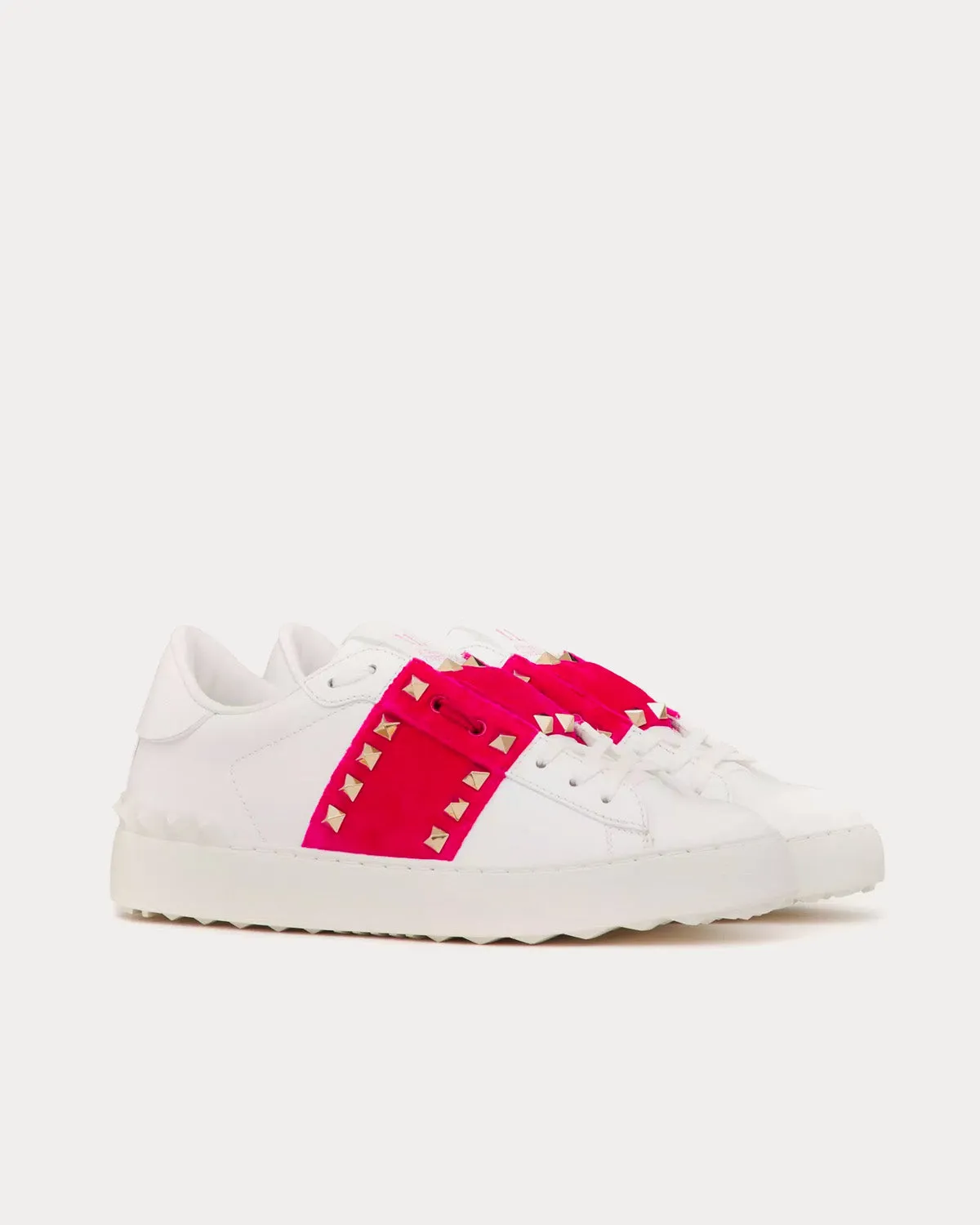 Rockstud Untitled Calfskin with Velvet Band White / Pink Orchid Low Top Sneakers