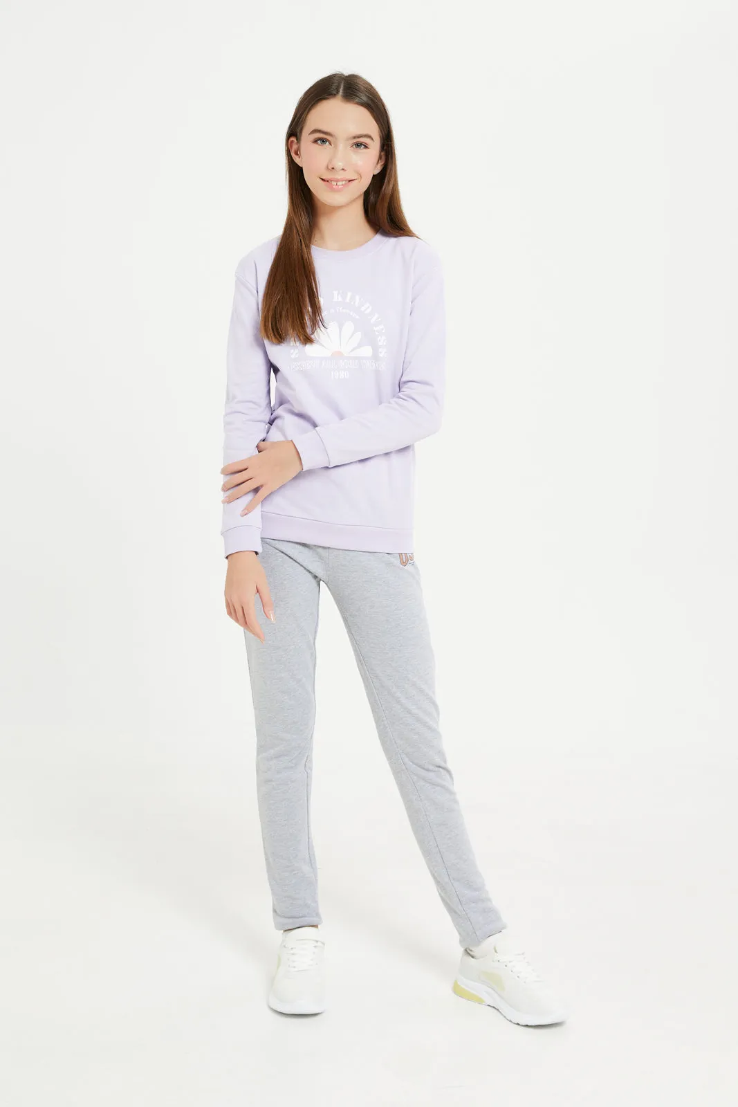Senior Girls Grey Printed Active Pants