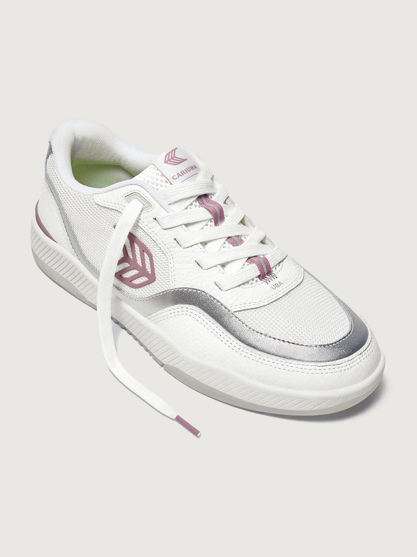 Uba Premium Leather & Mesh - White/ Metallic Silver Blush Pink