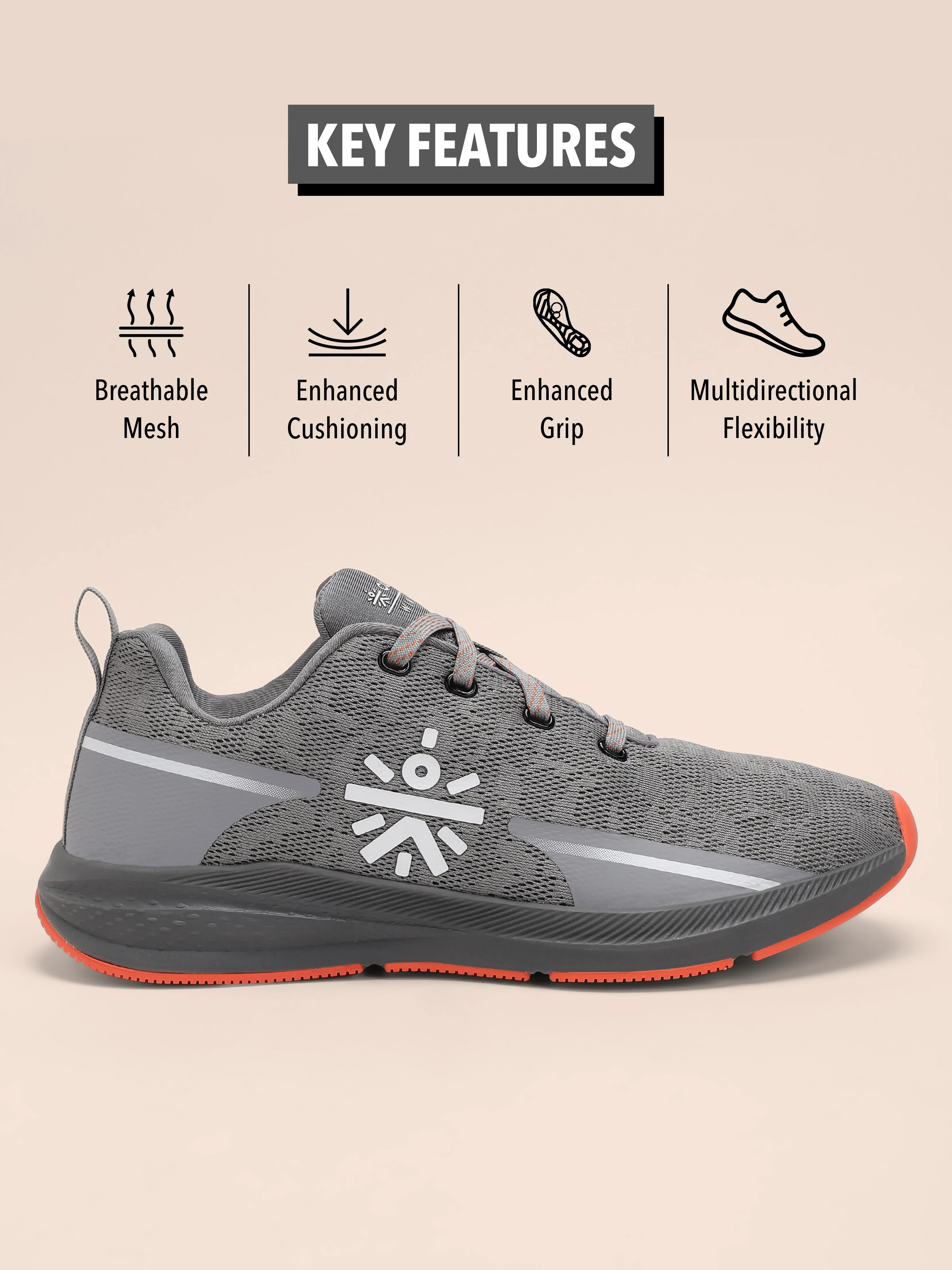 Windblazer Men Running Shoes - Grey/Orange